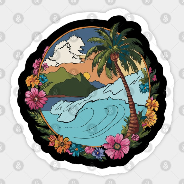 Surf Hawaii Sticker by TopTenGraphics